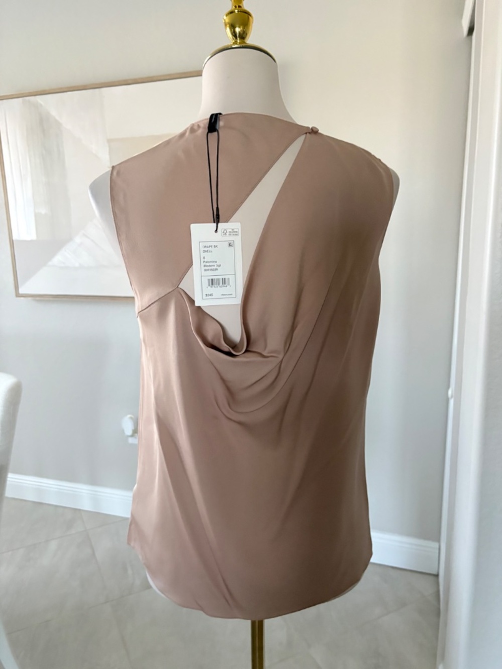 NWT Theory Drape Back Shell Palomino Modern - Picture 3 of 5
